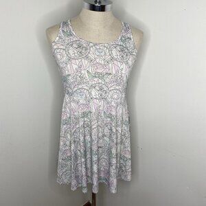 Disney Beauty and the Beast Dress Sz M Sleeveless Tank Fit Flare Pink Belle Midi